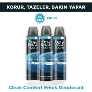 Men +Care  Erkek Sprey Deodorant Clean Comfort 48 Saat Güçlü Koruma 150 Ml X3