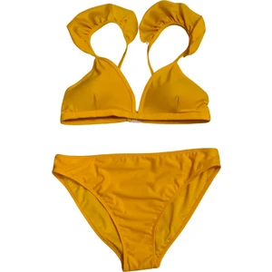 Çağrı Mayo Sarı Fırfırlı Kadın Bikini Takımı
