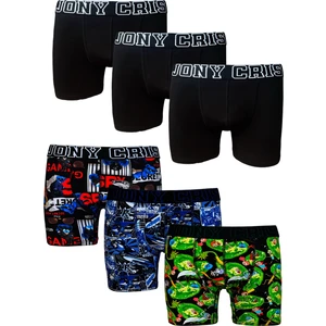 Jony Cris Desenli Pamuklu Dijital baskılı Baksır 6’li Paket Erkek iç Giyim Boxer külot