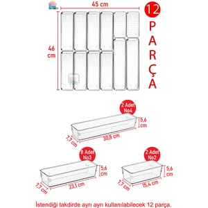 12 Parça Şeffaf Organizer Kaşıklık