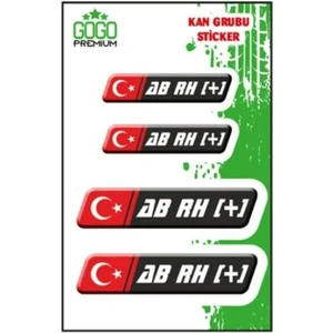Moto Eczane Kan Grubu Ab Rh(+) Siyah Dörtlü Damla Etiket Iı