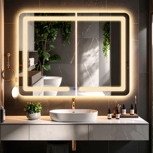 Linea  Günışığı  Led'li Lazer Kumlamalı Lavabo & Banyo Aynası (Dokunmatik Sensörlü)