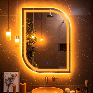 Curva Amber Led'li Lazer Kumlamalı Lavabo & Banyo Aynası (Dokunmatik Sensörlü)