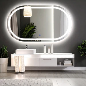 Ovanta Beyaz Led'li Lazer Kumlamalı Lavabo & Banyo Aynası (Dokunmatik Sensörlü)