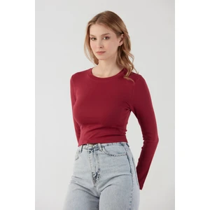 Basic Bisiklet Yaka Uzun Kollu Crop Body
