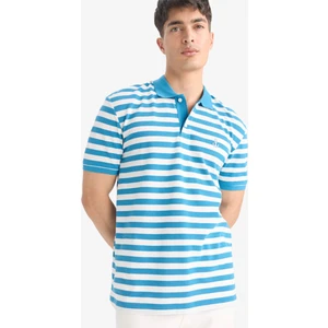 %100 Pamuk Regular Fit Polo Yaka Kısa Kollu Çizgili Nakışlı Pike Tişört E2631AX25SM