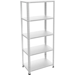 5 Katlı Galvaniz Çelik Raf - Depo, Arşiv, Kiler, Dosya, Market Rafı - 31x60 cm-200 cm-0.70 mm