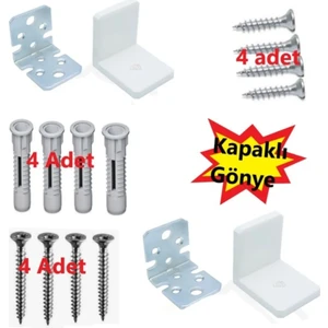 Mobilya Dolap Montaj Beyaz Askı Elemanı - Dekoratif L Demir Gönye Köşebent - Köşe Bağlantı 2 Adet