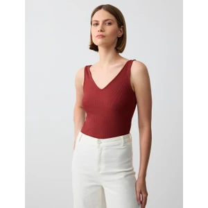 Jimmy Key Bakır Dar Kesim V Yaka Örme Atlet