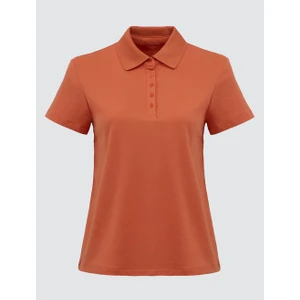 Jimmy Key Turuncu Düz Kesim Gömlek Yaka Kısa Kollu Örme Tişört