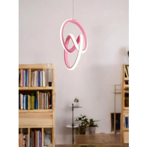 St Aydınlatma Feliz Çocuk Odası Pembe Kasa Beyaz LED Işıklı Avize