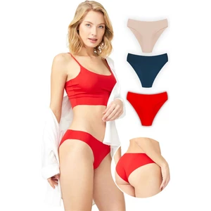 Basic Iz Yapmayan Lazer Kesim Kadın Bikini Külot 3'lü Paket - 7