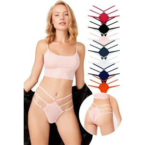 Transparan Tüllü Lastik Detaylı Kadın Brezilya 7'li Paket Külot