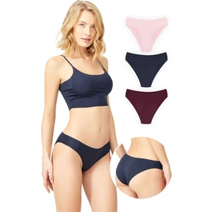 Basic Iz Yapmayan Lazer Kesim Kadın Bikini Külot 3'lü Paket - 5