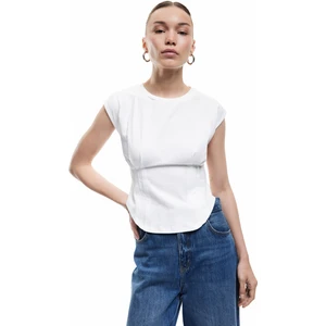 Bisiklet Yaka Korse Detaylı Slim Fit Kolsuz Crop Tişört