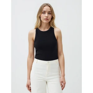 Jimmy Key Siyah Yuvarlak Yaka Dar Kesim Kolsuz Örme Atlet