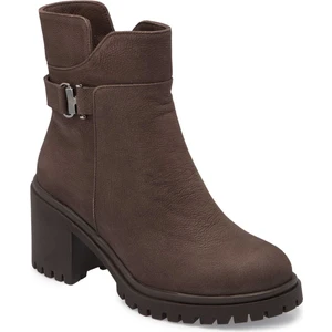 Kahve Hakiki Nubuk Deri Kadın Casual Bot - K24K1BT67585-A39