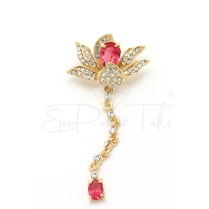 Esra Pamir Pembe Zirkon Taşlı Sallantılı Çiçek Broş