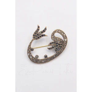 Esra Pamir Markazit Taşlı Bronz Vav Broş