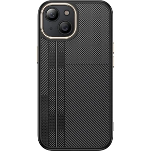 iPhone 15 Plus Kılıf M-Safe Şarj Özellikli Karbon Fiber Görünümlü Rns Antina Kapak - Siyah-Gri