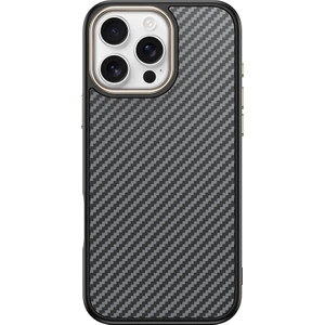 iPhone 16 Pro Max Kılıf M-Safe Şarj Özellikli Karbon Fiber Görünümlü Rns Antina Kapak - Gri