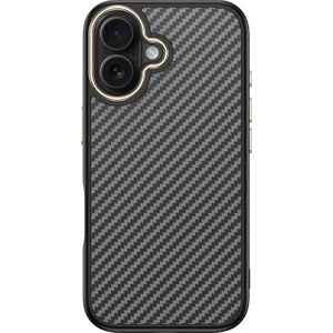 iPhone 16 Plus Kılıf M-Safe Şarj Özellikli Karbon Fiber Görünümlü Rns Antina Kapak - Gri