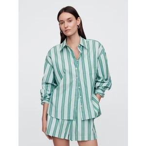 Kadın Yeşil Poplin Big Gömlek