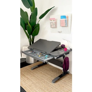 Creo Mobili Yükseklik ve Eğim Ayarlı, Çekmeceli, Sirius Basic Çalışma Masası 120x75 cm, Antrasit/Gri