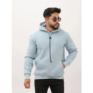 Kırmızı Şardonlu Içi Polarlı Casual Erkek Kapüşonlu Sweatshirt