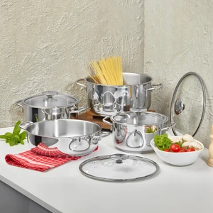 Bengü Pro Çelik Tencere Seti Metal Sap 8 Prç