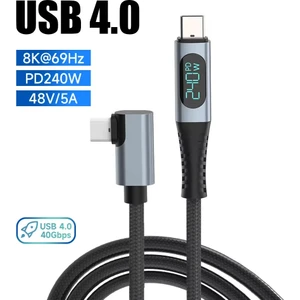 ZR849 240W T-LED USB 4.0 8K Thunderbolt Hızlı Şarj ve Görüntü Aktarım Kablosu 1 Metre