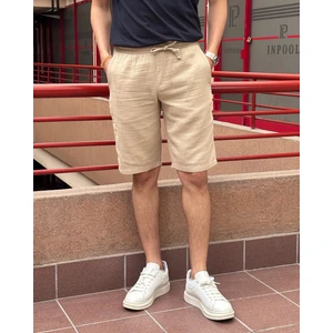 Erkek, bel lastikli, Regular Fit, Müslin dokuma, %100 pamuk, yazlık şort-bermuda 303