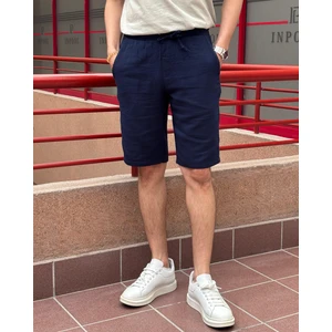 Erkek, Bel Lastikli, Regular Fit, Müslin Dokuma, %100 Pamuk, Yazlık Şort-Bermuda 303