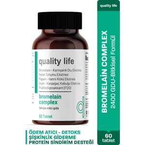 Quality Life Bromelain Complex 2500 Gdu 60 Tablet Bromelain 250  mg  Bitkisel Gıda Takviyesi