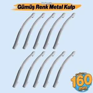 Elif Krom Metal 10 Adet Kulp 160 Mm-16 cm Mobilya Çekmece Mutfak Dolap Kapak Kulpları Kulbu Kulpu