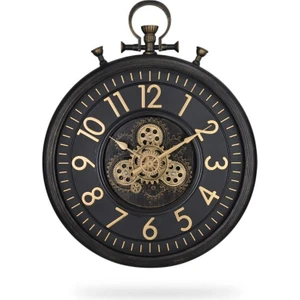 Premium Serisi Antik Eskitme Kadranlı Döner Çarklı 60 Santimetre Köstekli Ev ve Ofis Duvar Saati Latin Rakamlı Siyah