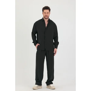 Erkek Oversize Rahat Kalıp Gömlek-Pantolon Alt-Üst Takım