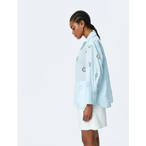 Pamuklu 3/4 Kol Uzun Oversize Fistolu Gömlek