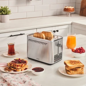 Color Touch Renkli Dijital Ekranlı Inox Ekmek Kızartma Makinesi 2 Dilim Kapasiteli 950 W