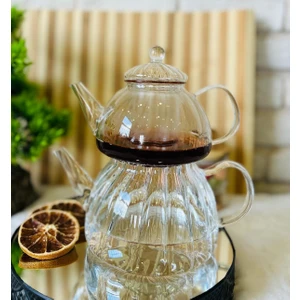 Zentea Dalgalı Borosilikat Cam Çaydanlık