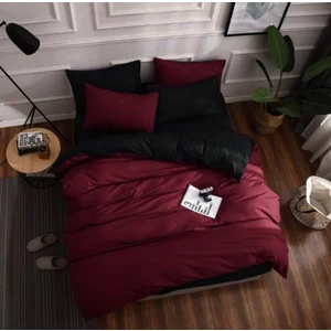 Bordo Siyah | Çift Kişilik Nevresim Takımı | Çarşafı Lastikli 180X200 cm | %90 Pamuk