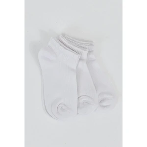 Beyaz 3'lü Örme Patik Çorap 1106