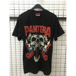 Unisex Siyah Pantera Baskılı Tshirt