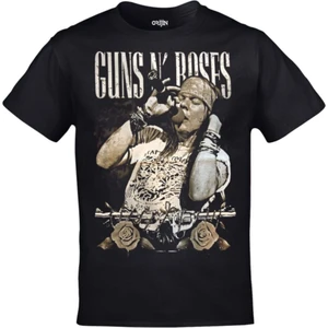 Unisex Siyah Guns N' Roses Axl Rose Unisex Ön Arka Baskılı Tshirt