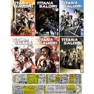 Titana Saldırı 8-9-10-11-12-13. Ciltler Manga Seti + Mat. Öğreten Cetvel