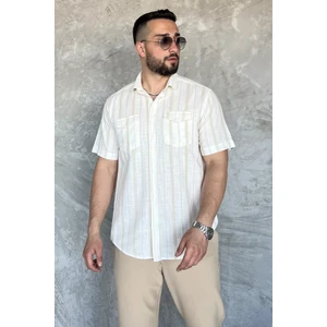 Mishar İtalia Erkek Çift Cepli Çizgili Kısa Kol Gömlek P-00017055