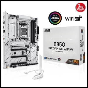 B850 Max Gamıng Wıfı W, 4xddr5, 3x M2, Hdmı, Dp, Type-C, Wi-Fi 6e, Bluetooth V5.3, Am5 Soket Gamıng Beyaz Anakart