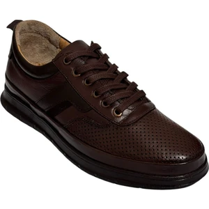 Kahve Yazlık Deri Erkek Spor Ayakkabı- Hafif Yazlık Spor