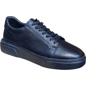 Siyah Taban Erkek Spor Ayakkabı-Siyah Deri Spor Ayakkabı