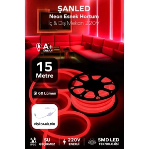 Neon Esnek Hortum Şerit LED Kırmızı Rengi + 220V FIŞ/1,2,3,4,5,10,15,20,25,50,100 Metre